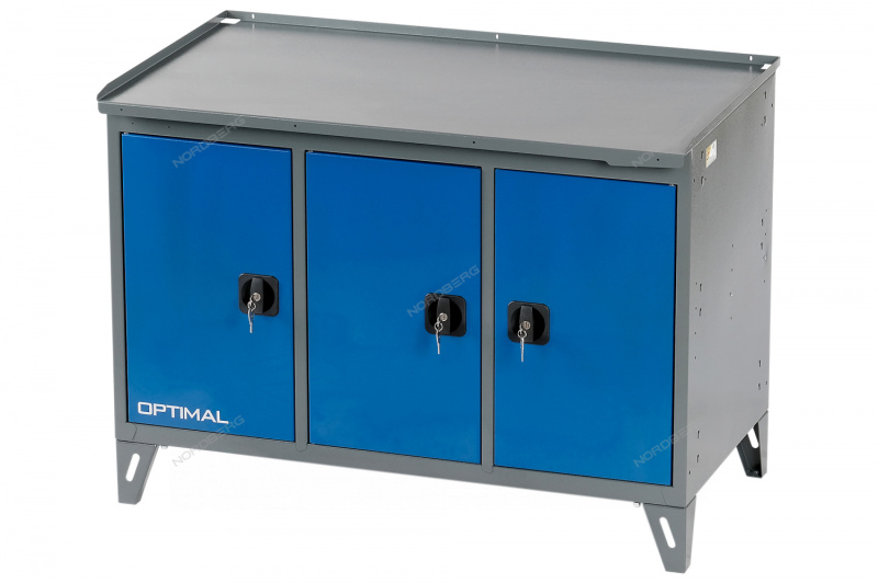 Верстак слесарный 3-x тумбовый, 3 створки /OPTIMAL-NW303