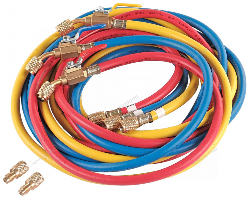 Шланг заправочный для фреона 3,0 м (в компл. 3 шт) NORDBERG NFH30