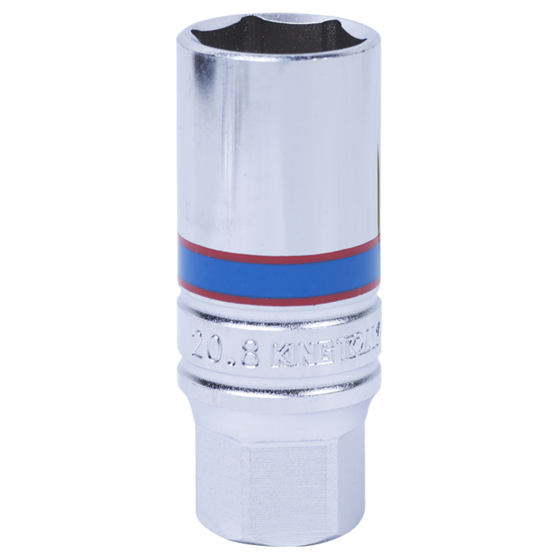 KING TONY Головка свечная шестигранная 3/8", 21 мм, L = 70 мм, резиновый фиксатор 363521