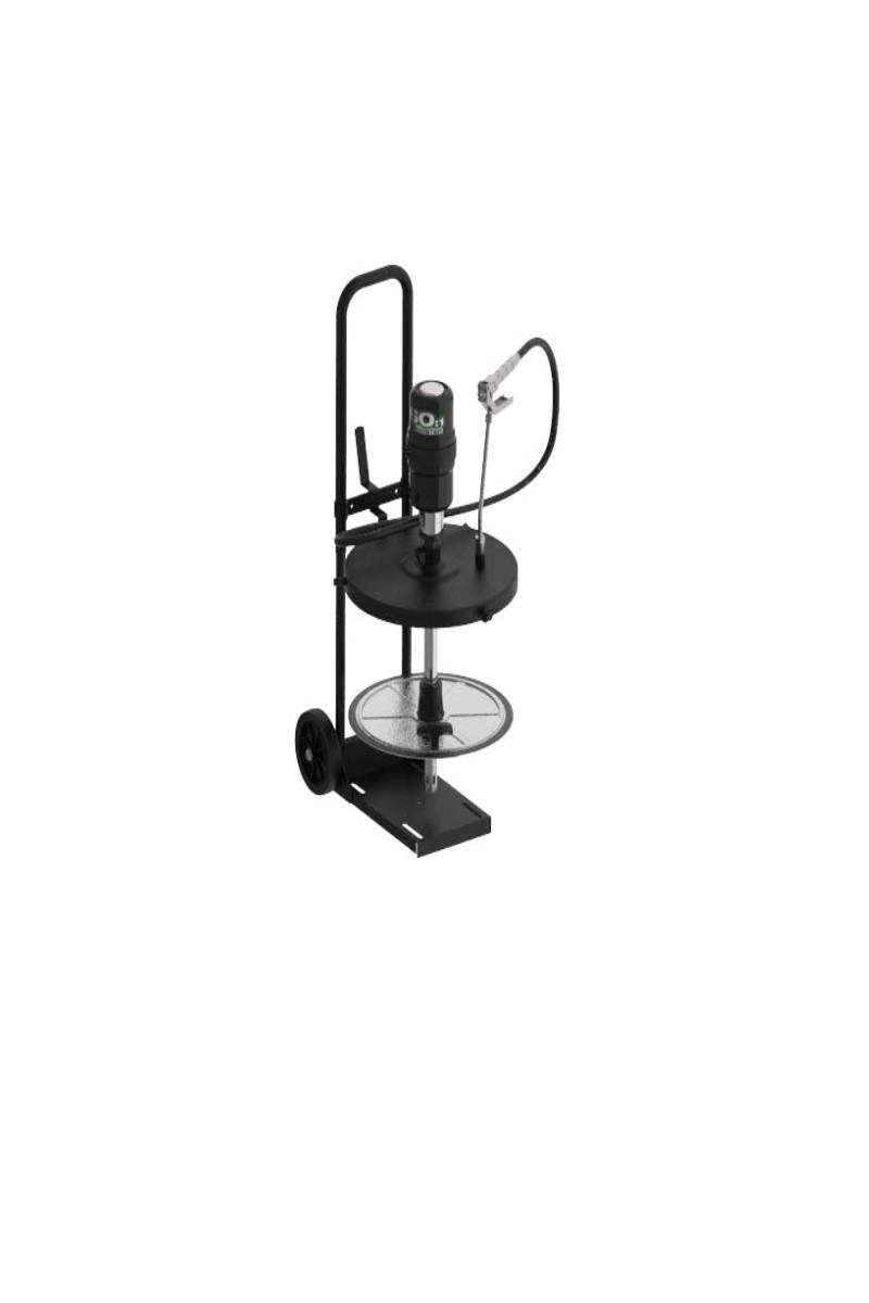 Мобильный пневматический солидолонагнетатель с насосом 60:1 и катушкой для бочек 185 кг на телеге